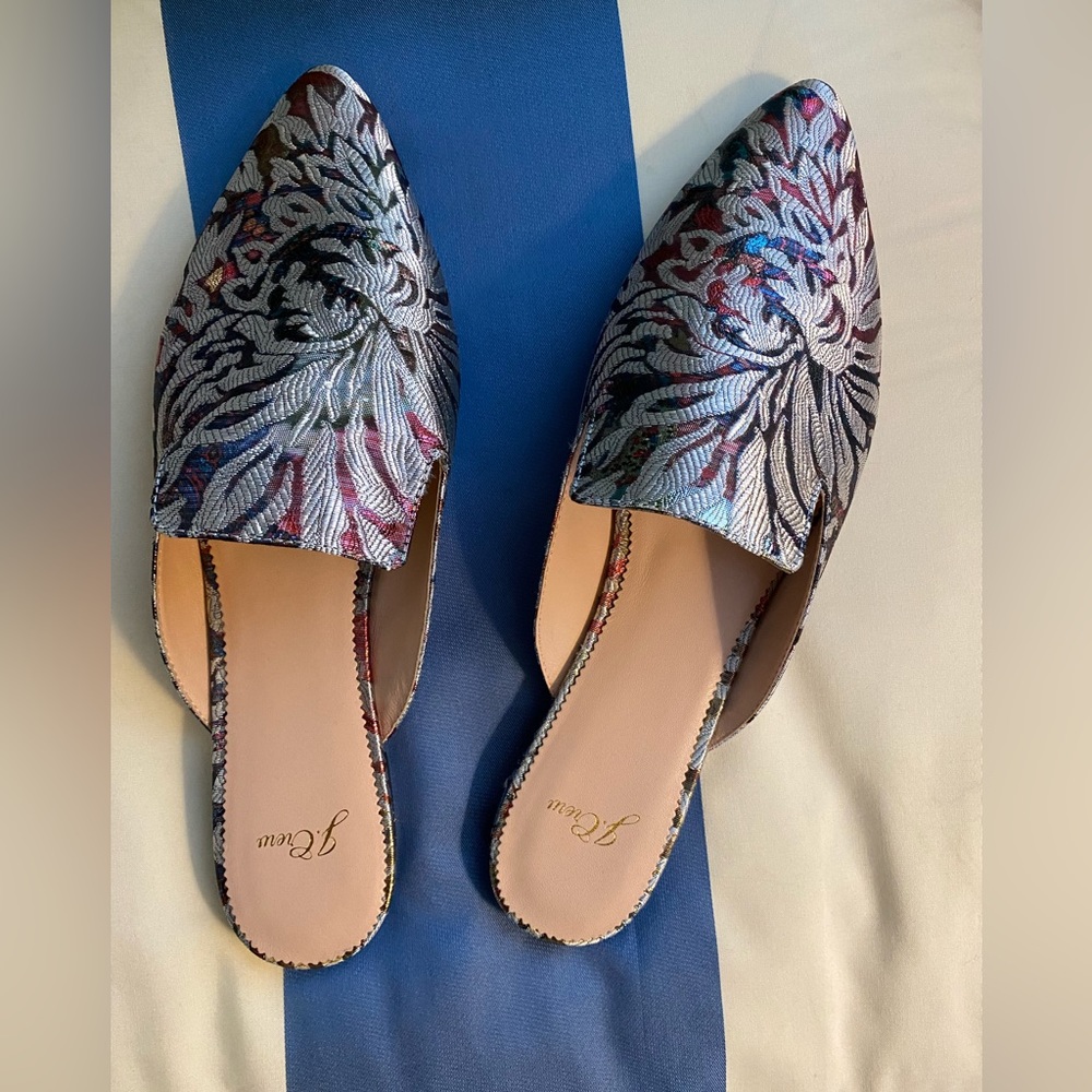 J Crew paisley print mules, size 10.5